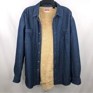 Wrangler Premium Quality Men's Denim Sherpa Lined Shirt Jacket Size L